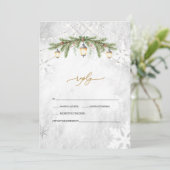 Winter Branches Lantaarn Snowflakes Wedding RSVP Kaart (Staand voorkant)