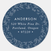 Winter Branches Navy Holiday Return Address Label (Voorkant)
