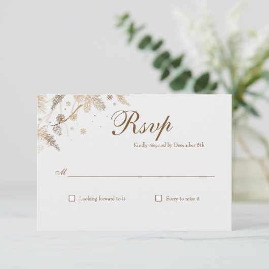 Winter Branches Wedding RSVP Kaart (Staand voorkant)