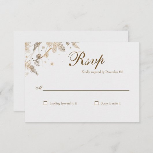 Winter Branches Wedding RSVP Kaart (Voorkant / Achterkant)