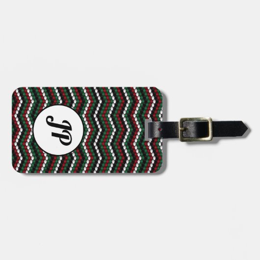 Winter breien chevron gepersonaliseerd ontwerp bagagelabel (Voorkant horizontaal)