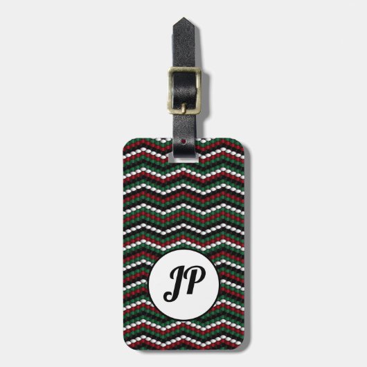 Winter breien chevron gepersonaliseerd ontwerp bagagelabel (Voorkant verticaal)