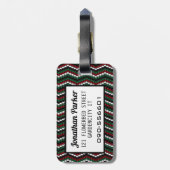 Winter breien chevron gepersonaliseerd ontwerp bagagelabel (Achterkant verticaal)