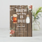 Winter Brew before Baby is Due Wood Baby Shower Kaart (Staand voorkant)