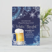 Winter Brew-Fest Beer Party Wonderland Blauw Wit Kaart (Staand voorkant)