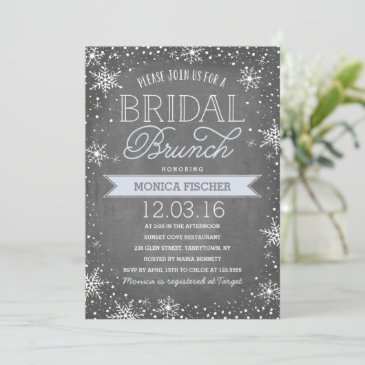 Winter Bridal Brunch Kaart (Staand voorkant)