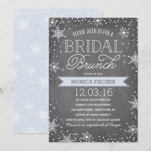 Winter Bridal Brunch Kaart (Voorkant / Achterkant)
