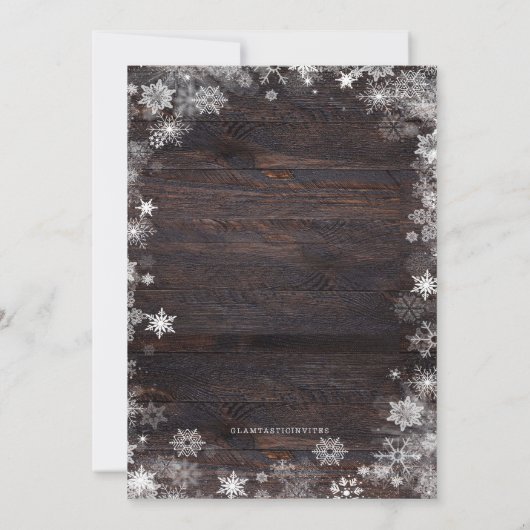 Winter Bridal Shower Invitation, Rustic Bridal Kaart (Achterkant)