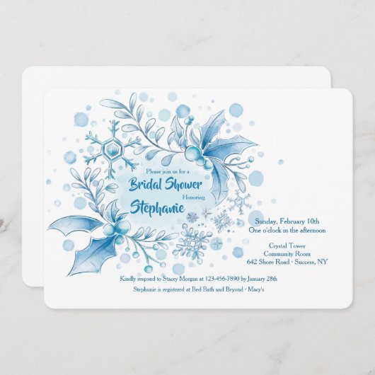 Winter Bridal Shower Kaart (Voorkant / Achterkant)