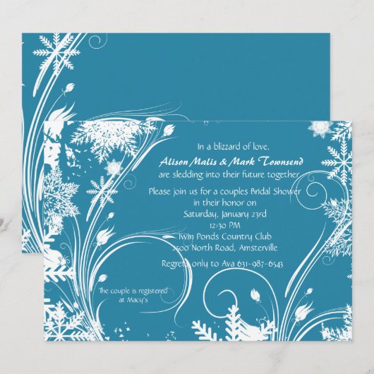 Winter Bridal Shower Kaart (Voorkant / Achterkant)