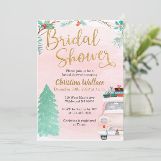 Winter Bridal Shower-uitnodigingen Kaart (Staand voorkant)