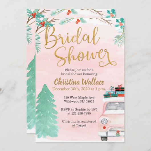 Winter Bridal Shower-uitnodigingen Kaart (Voorkant / Achterkant)