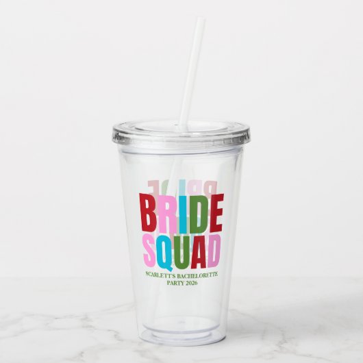 Winter Bride Squad vrijgezellenfeest Acryl Drinkbeker (Achterkant)