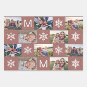 Winter Bronze Snowflakes Monogram Fotocollage Inpakpapier Vel (Voorkant 2)