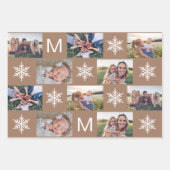 Winter Bronze Snowflakes Monogram Fotocollage Inpakpapier Vel (Voorkant)