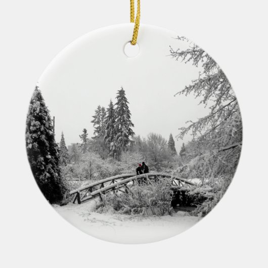 Winter Brug Ornament Sneeuw Bomen Decoraties (Voorkant)