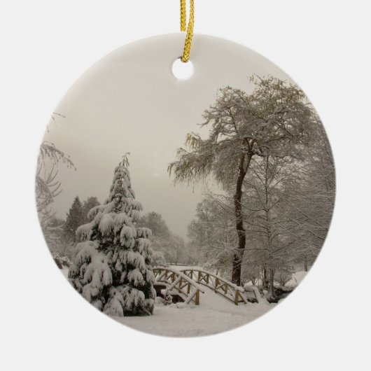 Winter Brug Ornament Sneeuw Bomen Decoraties (Voorkant)