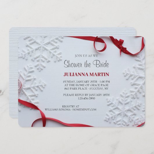 Winter bruids douche uitnodiging (Voorkant / Achterkant)