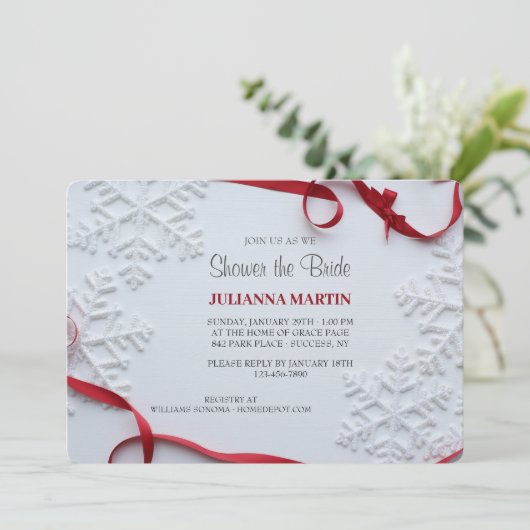 Winter bruids douche uitnodiging (Staand voorkant)