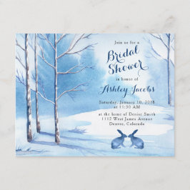 Winter Bruids Douche Uitnodiging Bomen Konijnen