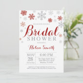 Winter Bruids Douche Uitnodiging Bourgogne Sneeuwv (Staand voorkant)