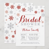 Winter Bruids Douche Uitnodiging Bourgogne Sneeuwv (Voorkant / Achterkant)