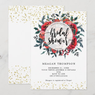 Winter Bruids Douche Uitnodiging Goud Glitter