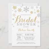 Winter Bruids Douche Uitnodiging Gouden Sneeuwvlok (Voorkant)