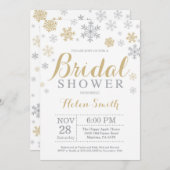 Winter Bruids Douche Uitnodiging Gouden Sneeuwvlok (Voorkant / Achterkant)