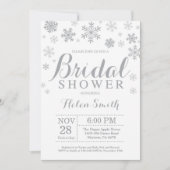 Winter Bruids Douche Uitnodiging Grijze Sneeuwvlok (Voorkant)