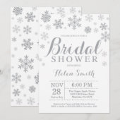Winter Bruids Douche Uitnodiging Grijze Sneeuwvlok (Voorkant / Achterkant)