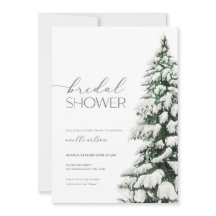 Winter bruids douche uitnodiging sneeuw pijnbomen