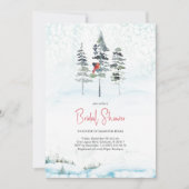 Winter Bruids Douche Uitnodigingen Waterverf Pines (Voorkant)