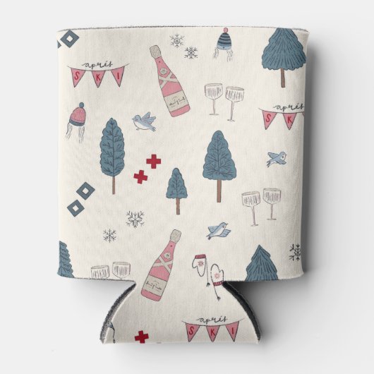 Winter Bruidsfeest Favor Apres Ski Roze Blikjeskoeler (Voorkant)