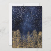 Winter bruidstaart dennenbomen bos navy-blauw kaart (Achterkant)