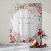 Winter bruiloft achtergrond vergulde Waterverf Flo Wandkleed