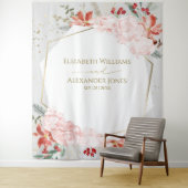 Winter bruiloft achtergrond vergulde Waterverf Flo Wandkleed (In situ)