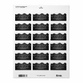 Winter bruiloft adres sneeuwvlok decoratie zwart etiket (Full Sheet)