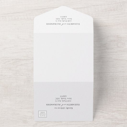 Winter bruiloft alles in één uitnodiging verguld (Buitenkant)