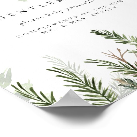 Winter bruiloft badkamer mand teken poster (Hoek)