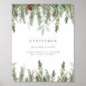 Winter bruiloft badkamer mand teken poster (Voorkant)