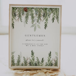 Winter bruiloft badkamer mand teken poster