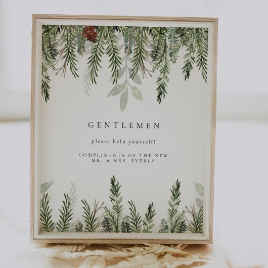 Winter bruiloft badkamer mand teken poster