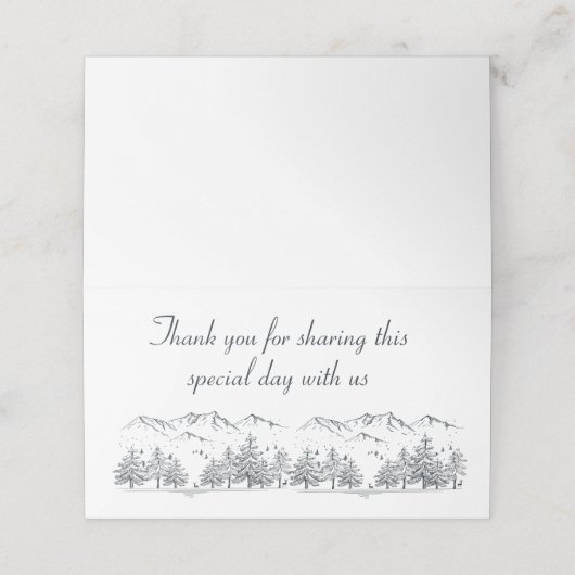 Winter bruiloft berg rustiek, land dank u plaatskaartje (Buitenkant ongevouwen)