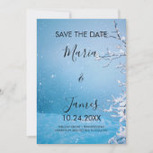 Winter Bruiloft Bespaar De Datumkaart Sneeuw Save The Date (Voorkant)
