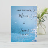 Winter Bruiloft Bespaar De Datumkaart Sneeuw Save The Date (Staand voorkant)