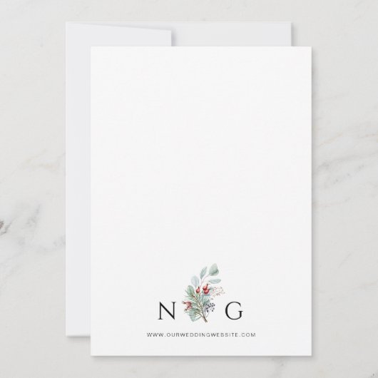 Winter Bruiloft Bewaar de datum Eucalyptus Bladgro Save The Date (Achterkant)