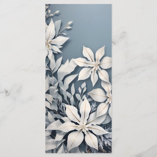 Winter bruiloft blauw en wit bruiloft menu (Achterkant)