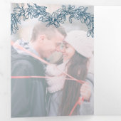 Winter bruiloft blauwe maretak botanische huwelijk drieluik programma (Binnenzijde eerst)