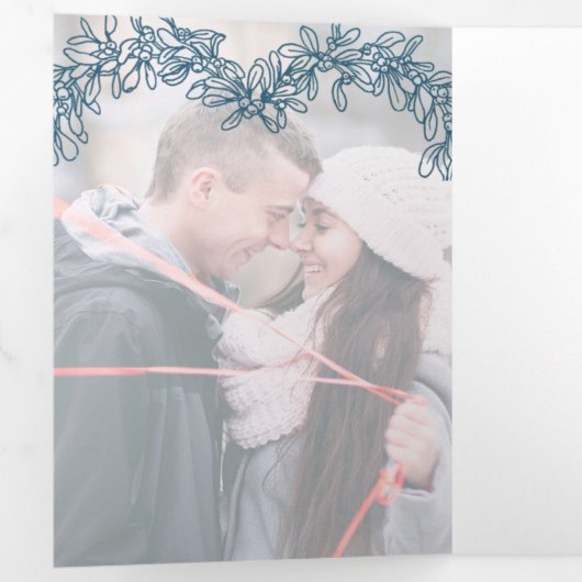 Winter bruiloft blauwe maretak botanische huwelijk drieluik programma (Binnenzijde eerst)